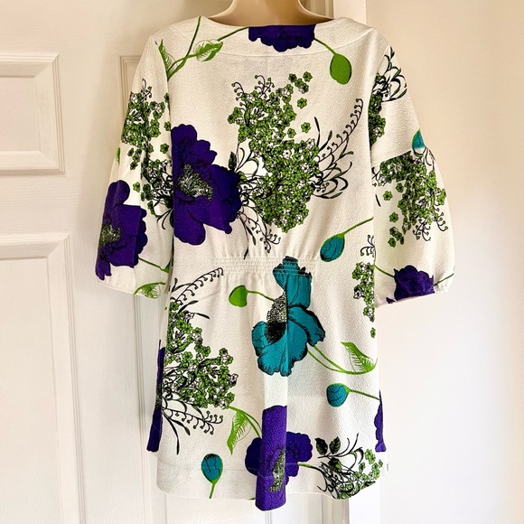 💟 ANTHROPOLOGIE Deletta Floral Puff Sleeve Tunic Top V-Neck Blouse Bohemian M - Picture 4 of 13